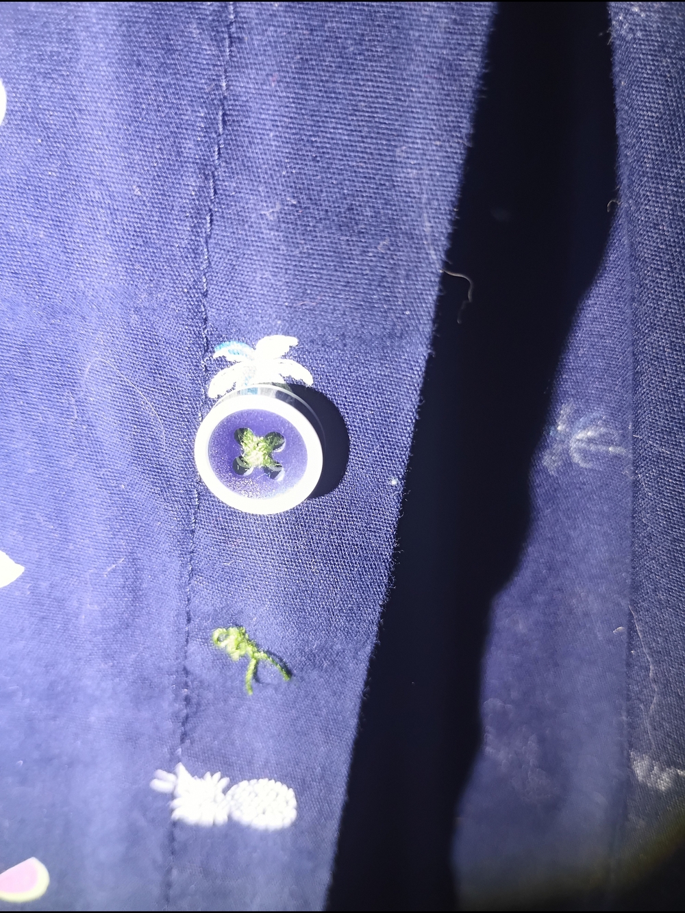 Denim & Flower Men's Large Slim Fit Navy Blue Tropical Short Sleeve Shirt - Picture 4 of 8